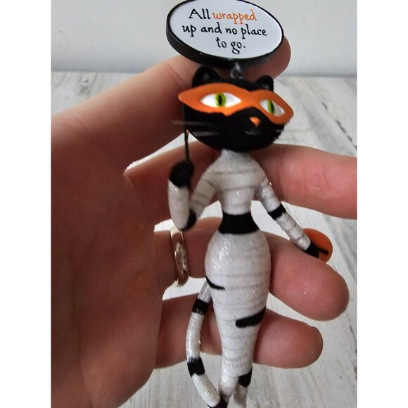 hallmark sassy Cat mummy ornament all wrapped up no place RARE felt unique Hallo - Picture 3 of 9